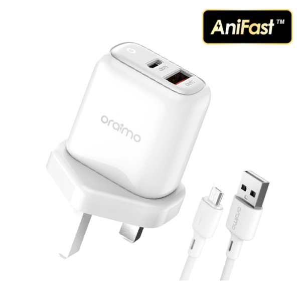 Oraimo PowerCube 3 Pro 18W Fast Charging Charger Kit with Micro USB Cable