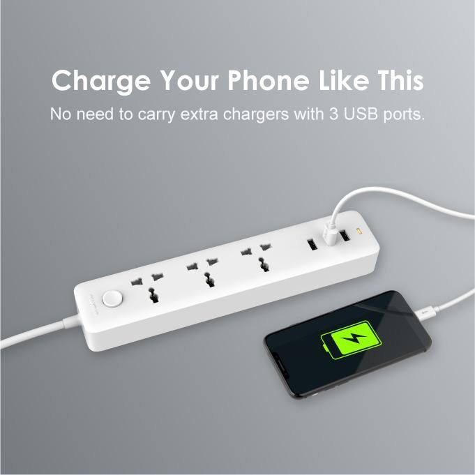 Oraimo PowerHub 3 AC Outlets 3 USB Ports UK Power Strip Socket - Image 3