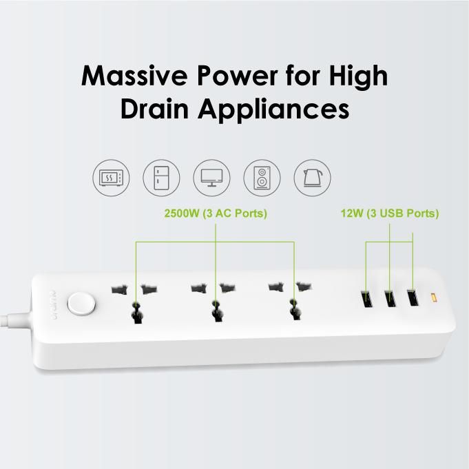 Oraimo PowerHub 3 AC Outlets 3 USB Ports UK Power Strip Socket - Image 6