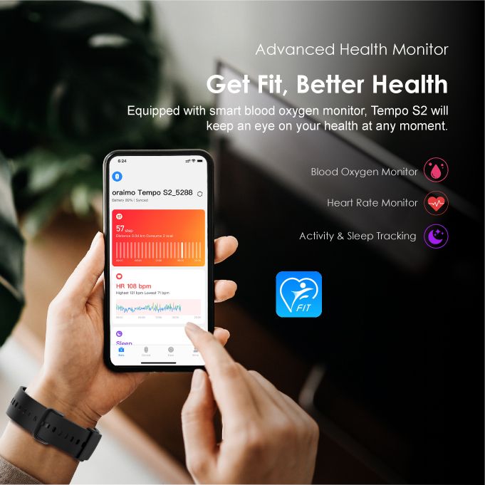 Oraimo Tempo S2 Blood Oxygen Heart Rate Sleep Monitor Long Standby Time Health Smart Watch - Online Exclusive - Image 6