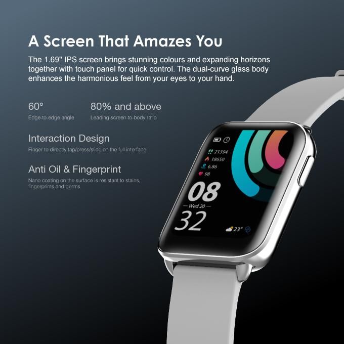 Silver edition Oraimo Watch 1.69'' IPS Screen IP68 Waterproof Smart Watch - Image 6