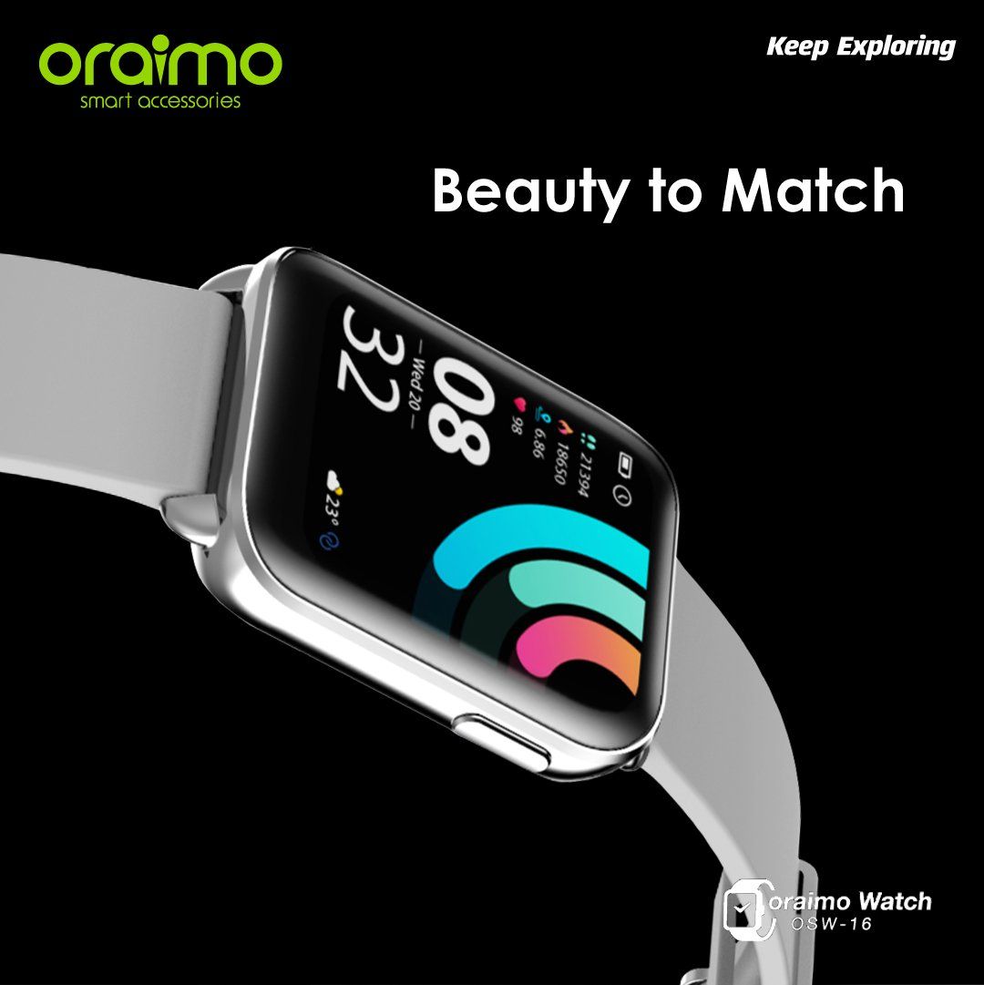 Silver edition Oraimo Watch 1.69'' IPS Screen IP68 Waterproof Smart Watch - Image 3