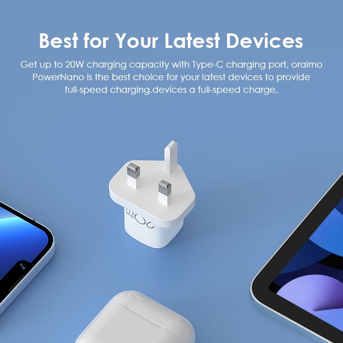 Oraimo PowerNano 20W PD AniFast Fast Charging UK Type Wall Charger - Image 2