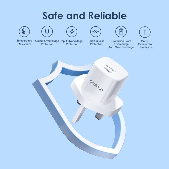Oraimo PowerNano 20W PD AniFast Fast Charging UK Type Wall Charger - Image 3