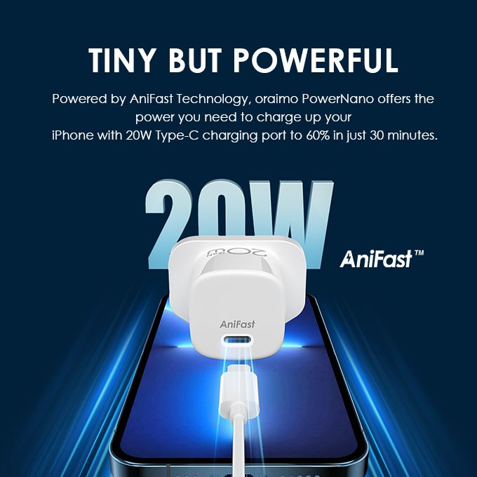 Oraimo PowerNano 20W PD AniFast Fast Charging UK Type Wall Charger - Image 6