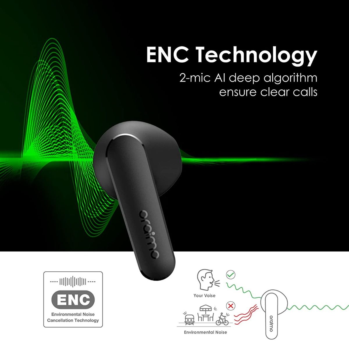 Oraimo Roll Dynamic Sound Noise-reducing Microphones True Wireless Earbuds-Black - Image 10