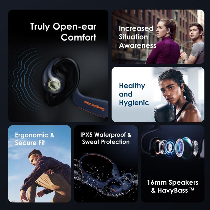 Oraimo OpenCirclet IPX5 Ergonomic Secure Fit Long Playtime Open-ear Bluetooth Headphones - Image 7