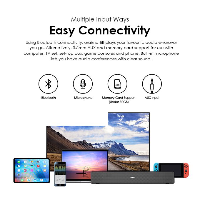 Oraimo Tilt Stereo Sound 45-degree Tilt Boost Soundwave Wireless Soundbar - Image 7