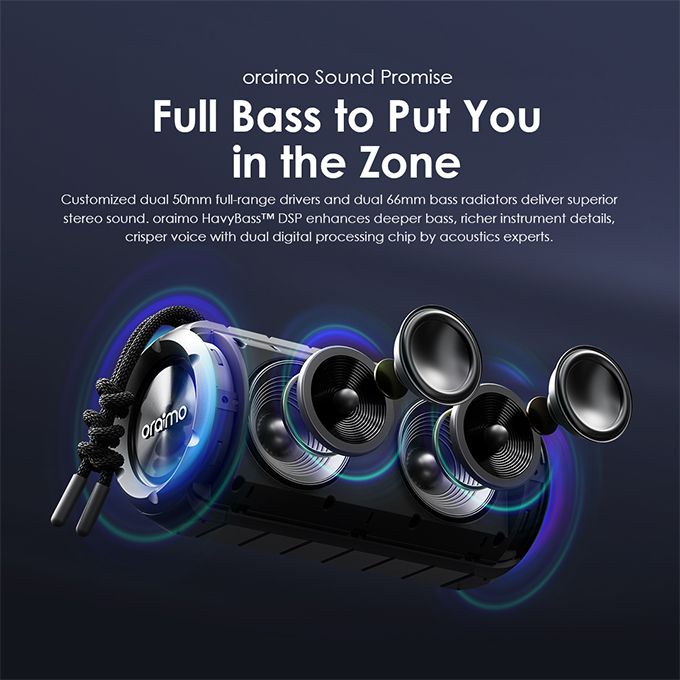 Oraimo Rover RGB Lights Bluetooth 5.3 Portable IPX5 Wireless Speaker - Image 2