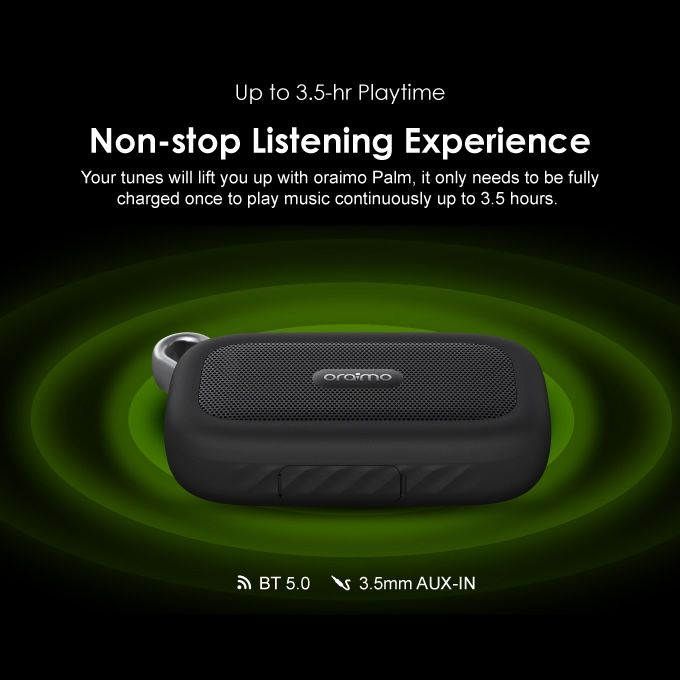 Oraimo Palm Powerful Bass Ultra Portable Design IP67 Water proof Portable Wireless Speaker 3 Colors - Image 10