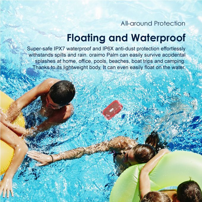 Oraimo Palm Powerful Bass Ultra Portable Design IP67 Water proof Portable Wireless Speaker 3 Colors - Image 3