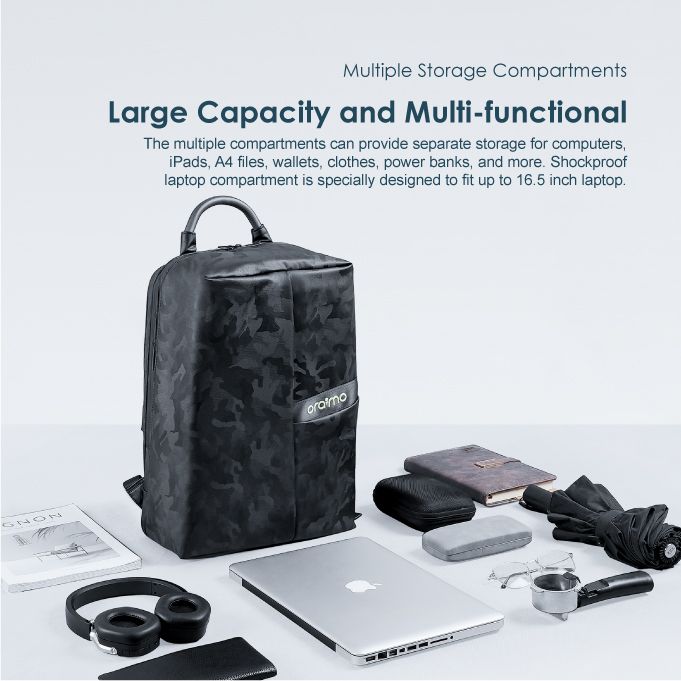 Oraimo Functional and Trendy Multiple Storage Compartments BackPack - Image 3