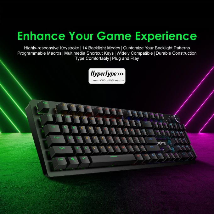 Oraimo HyperType Wired Mechanical Keyboard With Detachable Wrist Rest - Image 2