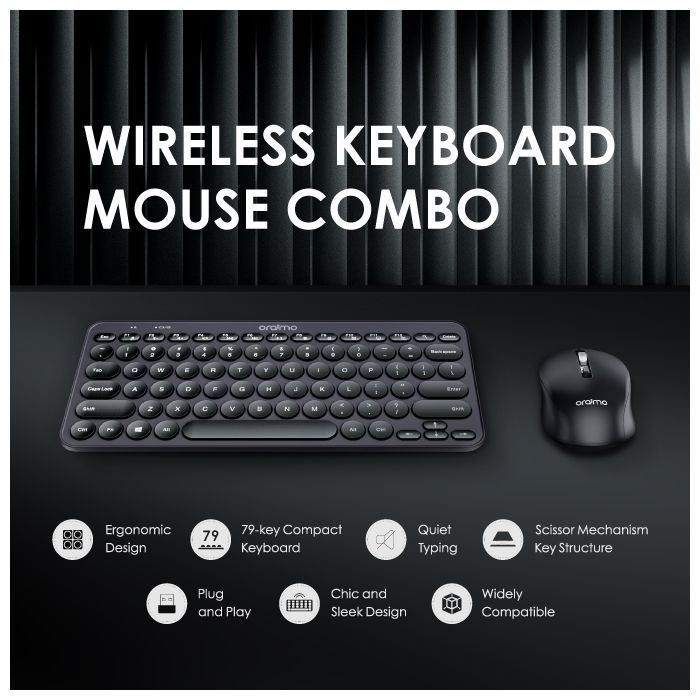 Oraimo SmartOffice Slim Quiet Typing Scissor Mechanism Key Structure Wireless Keyboard Mouse Combo - Image 2