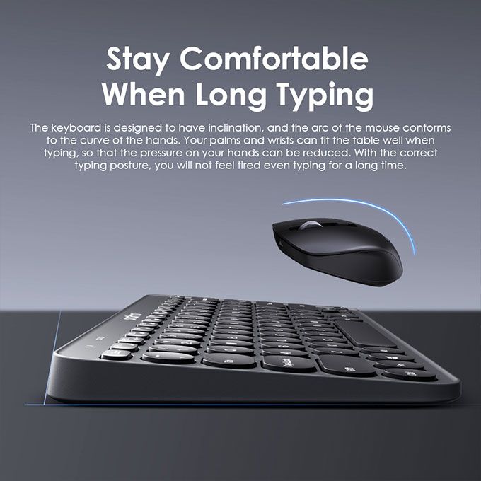 Oraimo SmartOffice Slim Quiet Typing Scissor Mechanism Key Structure Wireless Keyboard Mouse Combo - Image 5