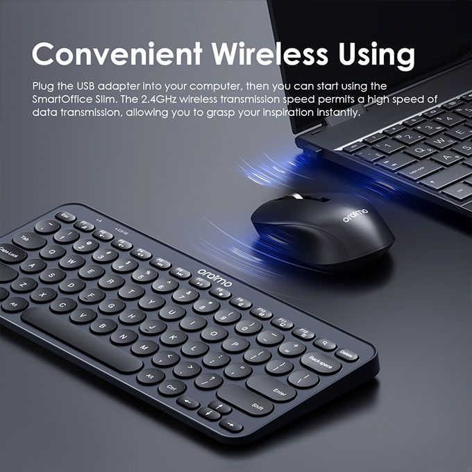 Oraimo SmartOffice Slim Quiet Typing Scissor Mechanism Key Structure Wireless Keyboard Mouse Combo - Image 7