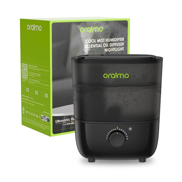 Oraimo Humidifiers Top Fill 26dB Quiet Essential Oil Diffuser with Nightlight BPA-Free 2.5L Capacity Humidifier
